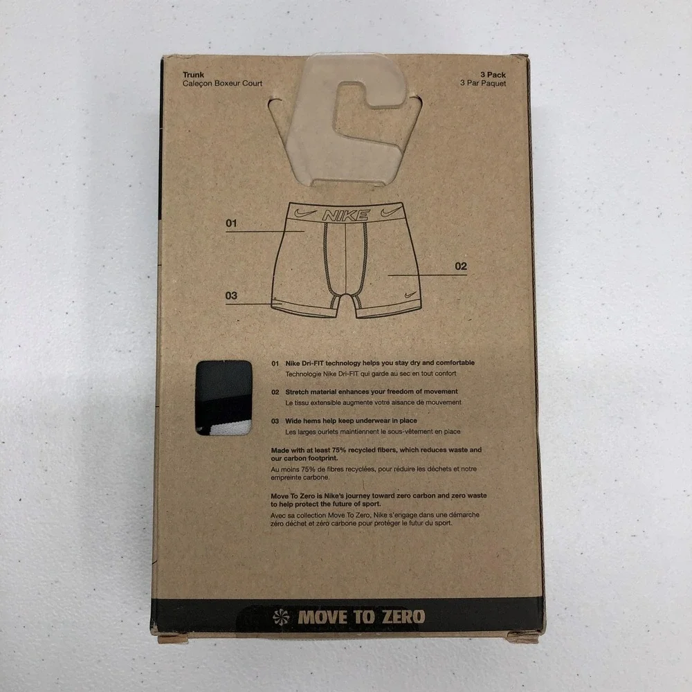 Nike Dri-FIT Essential Micro Boxer Briefs Mens 2XL Multicolor 3 Pack Trunk New